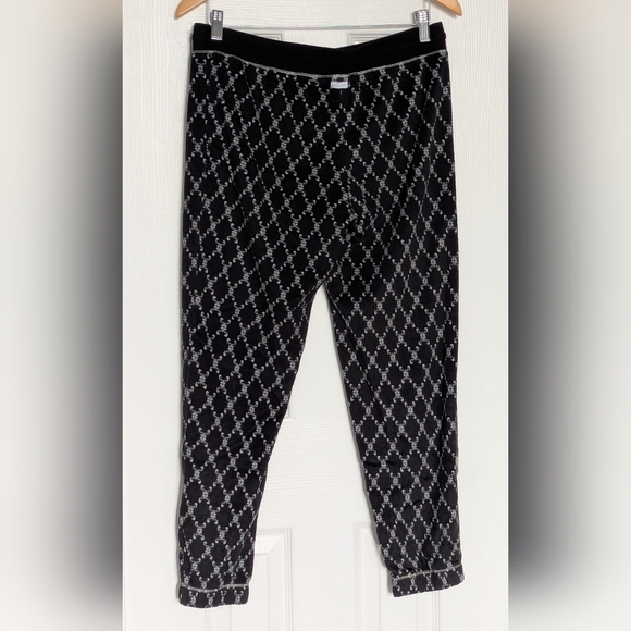 Kensie Women's (Medium) Black/ Gray/Silver Fleece Pajama Bottoms/Pants w/Pockets - Picture 6 of 14